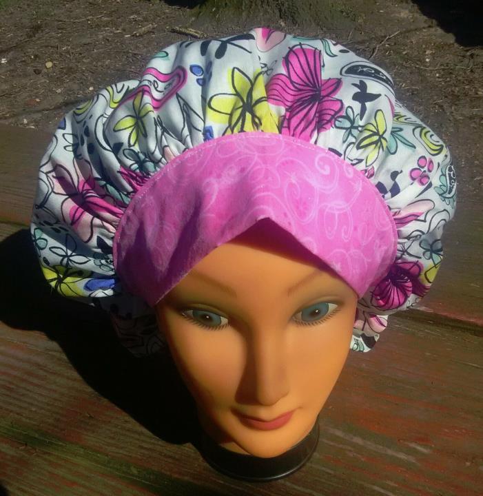 MOD FLOWERS Surgical Scrub Hat Cap Bouffant Women Ladies Medical Veterinary OR