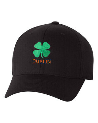 St Patrick's Day Fitted Hat, Clover Flex Fit Baseball Hat - Clover & Dublin