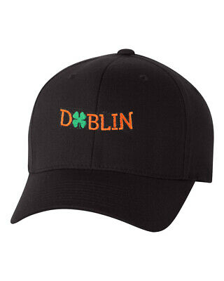 St Patrick's Day Fitted Hat, Four Leaf Clover Flex Fit Baseball Hat - Dublin