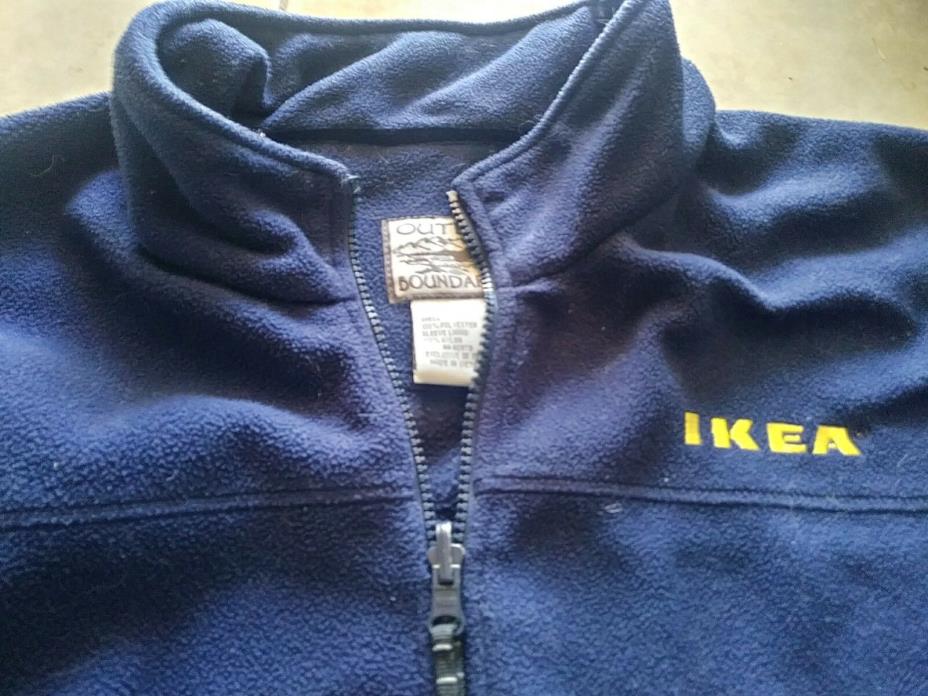 Outer Boundary IKEA embroidered zip up polar fleece coat XL Sweden Swedish WARM