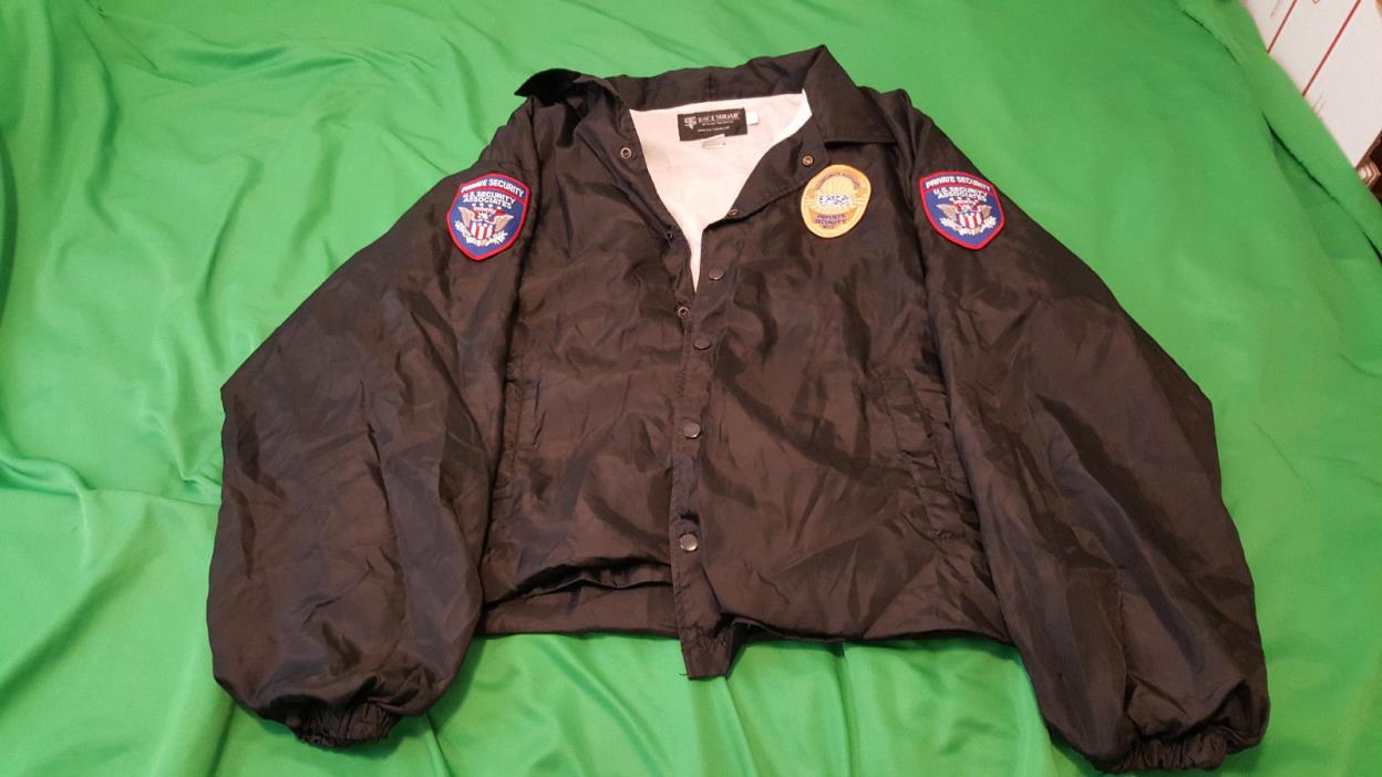 TACT SQUAD  Security Black Windbreaker Jacket MADE USA ~ Men's XL size.
