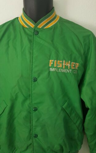 Fisher Implement Company Vintage Employee Uniform Satin Jacket Medium Oregon