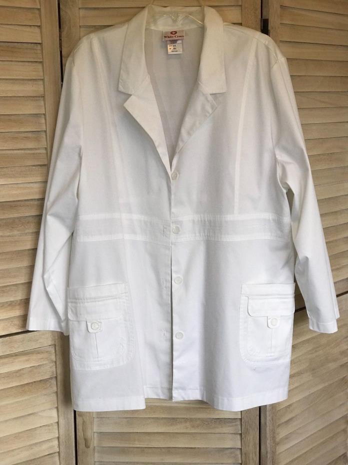 White Cross Women's XXL White Long Sleeve Lab Coat Nurse Health Care Vet MD