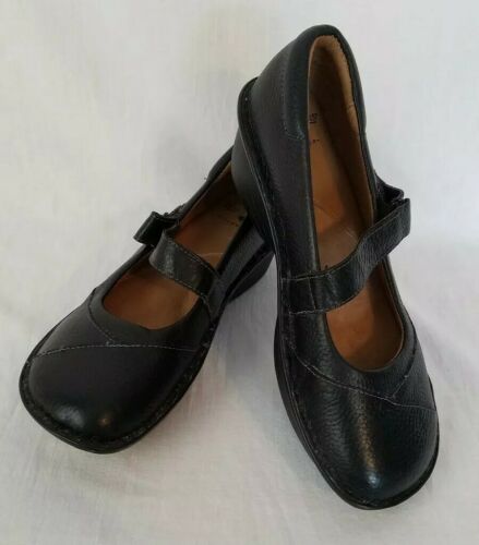 Nurse Mates Grady Pillowtop Black Pebbled Leather Mary Jane Shoes Womens 8.5 M