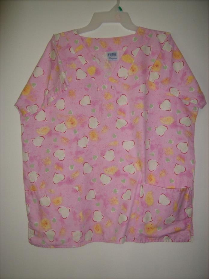 Lliana Ladies Scrub Top Large Pink V-Neck Pullover Pockets