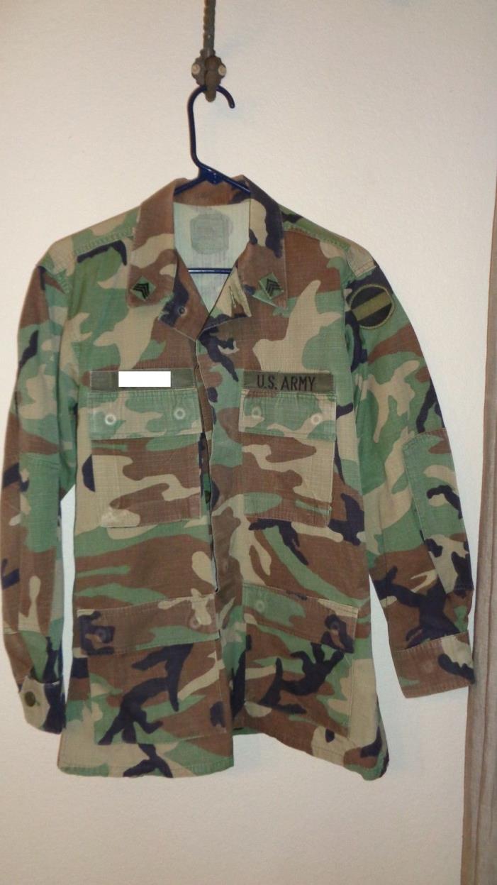 US ARMY ISSUE Woodland Camo BDU Small- Regular Jacket Shirt Hot Weather Nylon