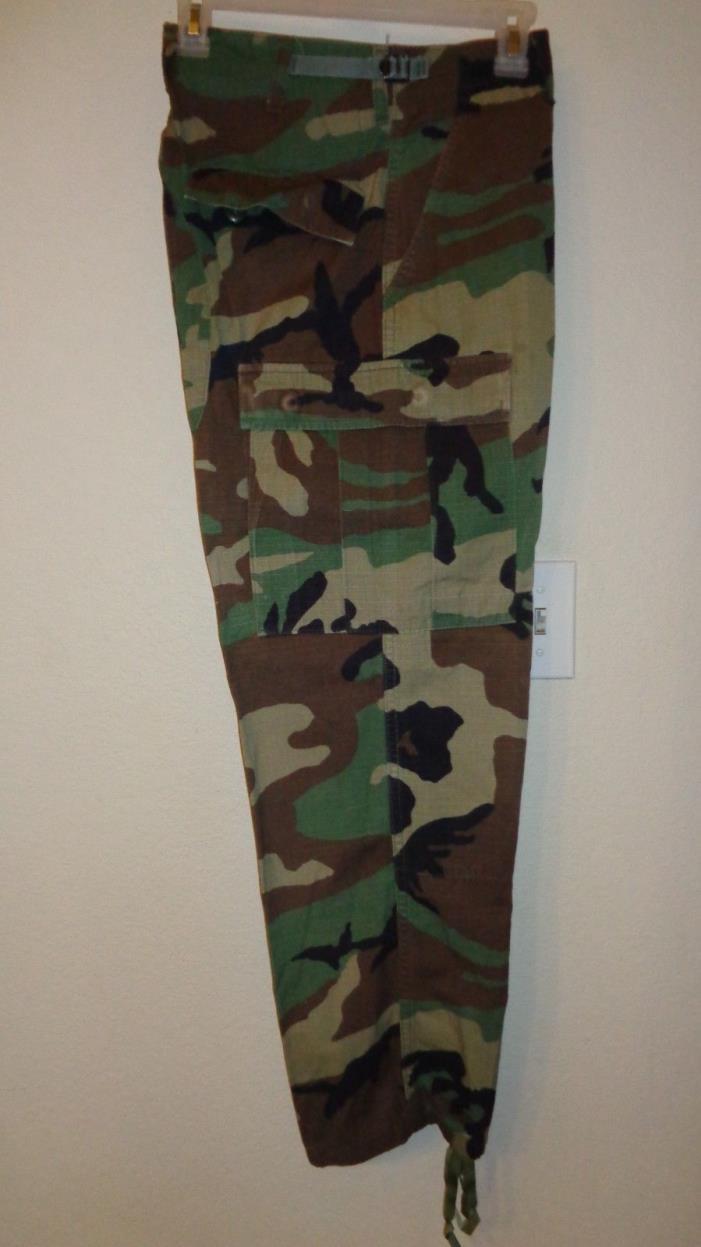 US ARMY ISSUE Woodland Camo BDU Pants Small-Short Trousers Hot Weather Nylon Rip