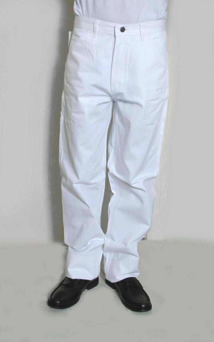 Relaxed Fit White Utility Painter Pants 100% Cotton