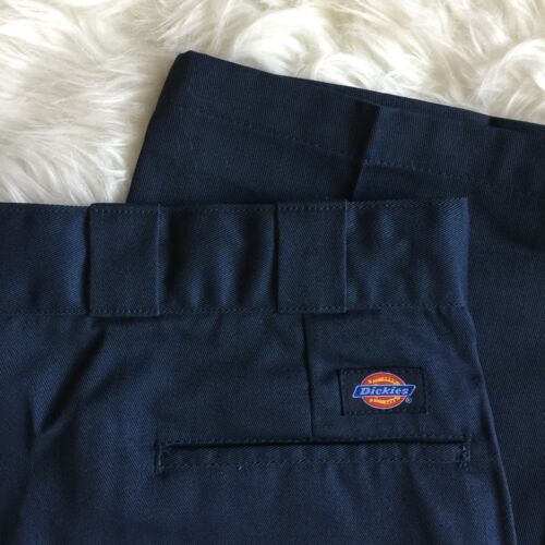 Dickies Mens New Pants Size 46x32 Navy Blue Plain Front Twill Work Pants C6