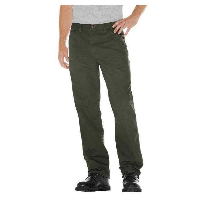 Dickies Men's Relaxed Fit Carpenter Jeans Straight Leg Work Pants Olive 48x32