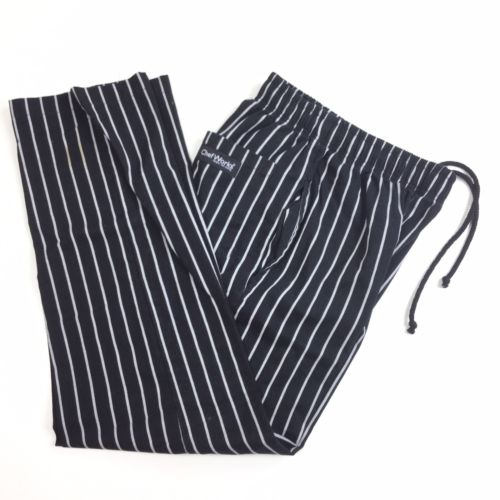 ChefWorks Chef Pant Baggy Waist Tie Unisex Size S Black White Striped