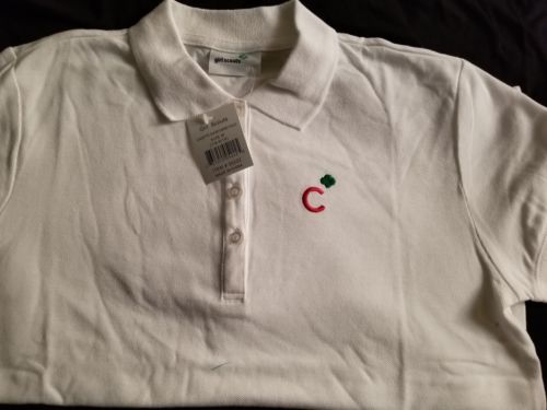 OFFICIAL CADETTE SHORTHAND POLO SHIRT GIRL SCOUT Sz LARGE WHITE YOUTH