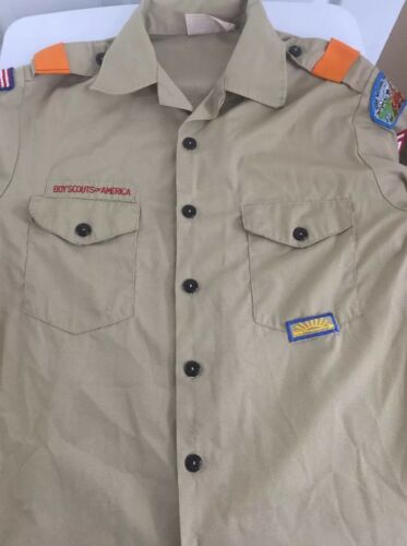 Boy Scouts Of America Uniform Shirt Mens Medium Tan Made In Usa