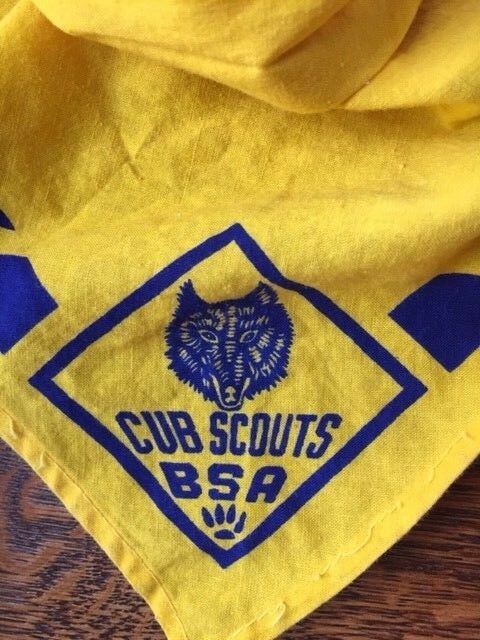 Cub Scout Wolf Cub Neckerchief & Slide Golden Bandanna & Den 7 Patch