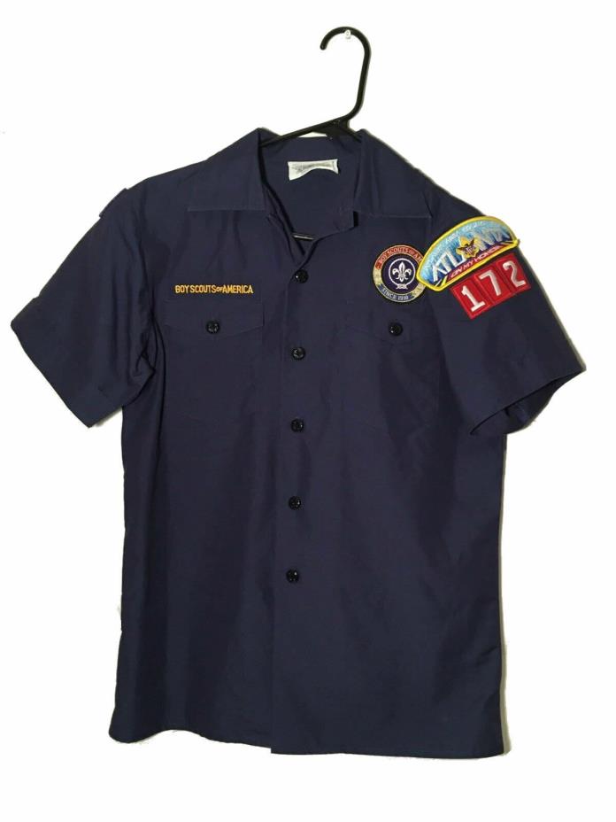 Cub Scout Shirt Blue Uniform Youth Large 7 Patches World Scout 1910 Atlanta B