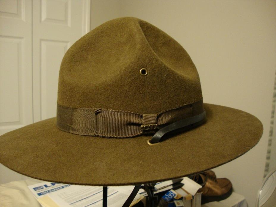 Scout Campaign Hat by Scala Classico, Size: Large, 100% Wool, Olive, Chin strap