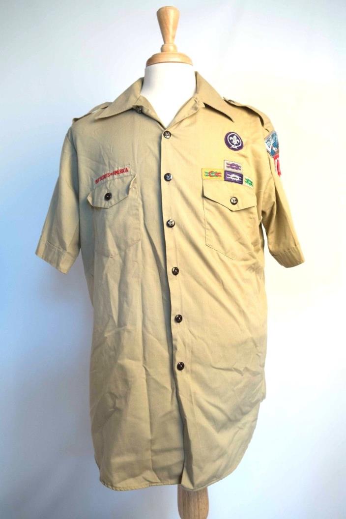 Boy Scouts Official Tan Short Sleeve Shirt Uniform  Men's Large