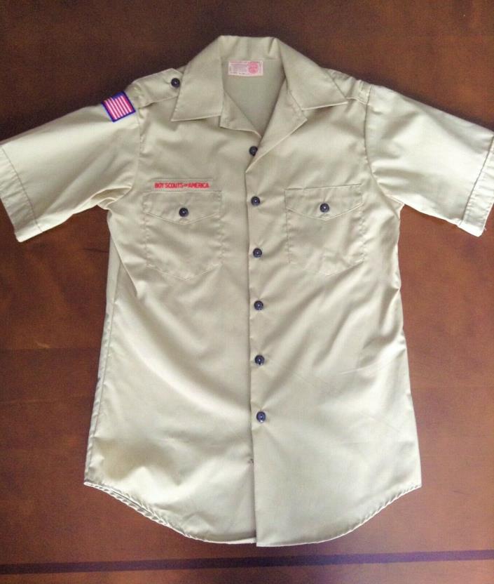 Boy Scouts Of America Official Tan Khaki MEN'S SMALL Uniform Shirt Short Sleeve