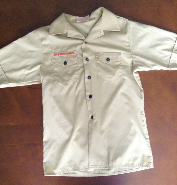 Boy Scouts Of America Official Tan Khaki YOUTH LARGE Uniform Shirt Short Sleeve