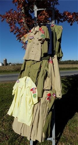 Boy Scout Uniform Shirts Pants Hat Sash Belt Vest Lot Costume Cosplay Vintage