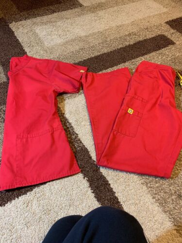Womens Size Small Tall Wonder Wink Scrubs Top And Pants Cargo Light Red