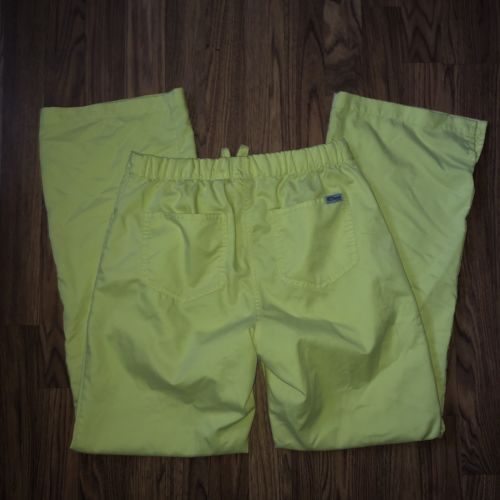 Greys Anatomy Womens Size Small Scrub Pants Solid Neon Yellow Bottoms Drawstring