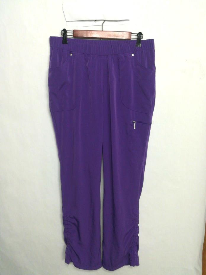 Beyond Scrubs Women's Purple Scrub Pants Pockets sz L large