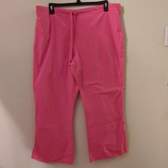 Cherokee Scrubs Pants Flare Slit Legs Size XL Style 4101P Color Shocking Pink