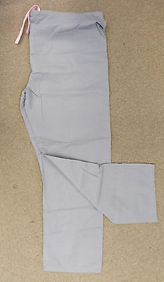 Gray Scrub Pants Pink Drawstring Waist XL Medical Uniform Bottoms Unisex New
