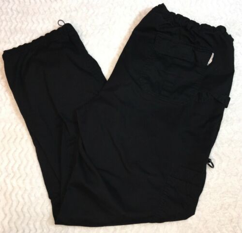 Koi Women's XL  Scrub Cargo Pants Black, Drawstring and Elastic waist