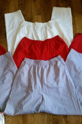 Women's Scrub Pants Lot of 3 Large White, Violet, Red, Crest, Scrub Advantage...