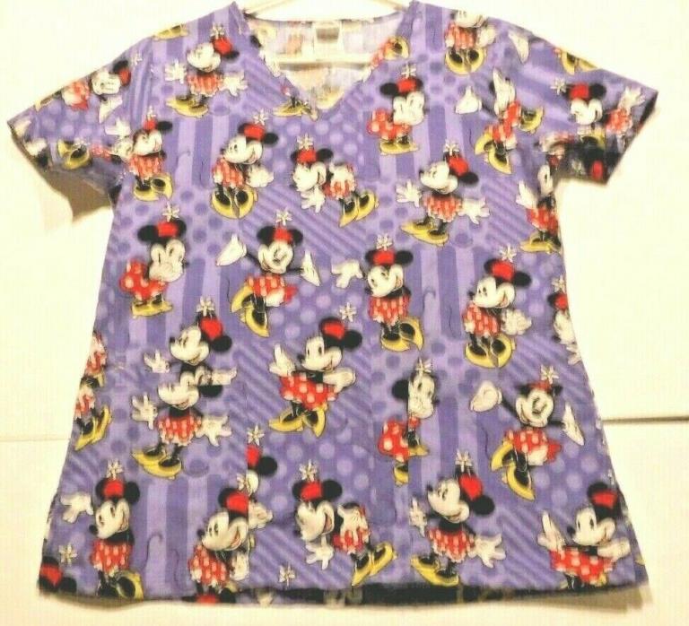 Disney Minnie Mouse Scrub Women's XS purple red yellow black white