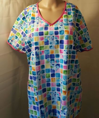 Nickelodeon Blue's Clues Medical Scrubs Size Large Squared Television Hot Pink