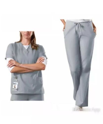 Cherokee Scrubs Set Medical Workwear Vneck Uniform Cargo Top & Pants 4700 4101
