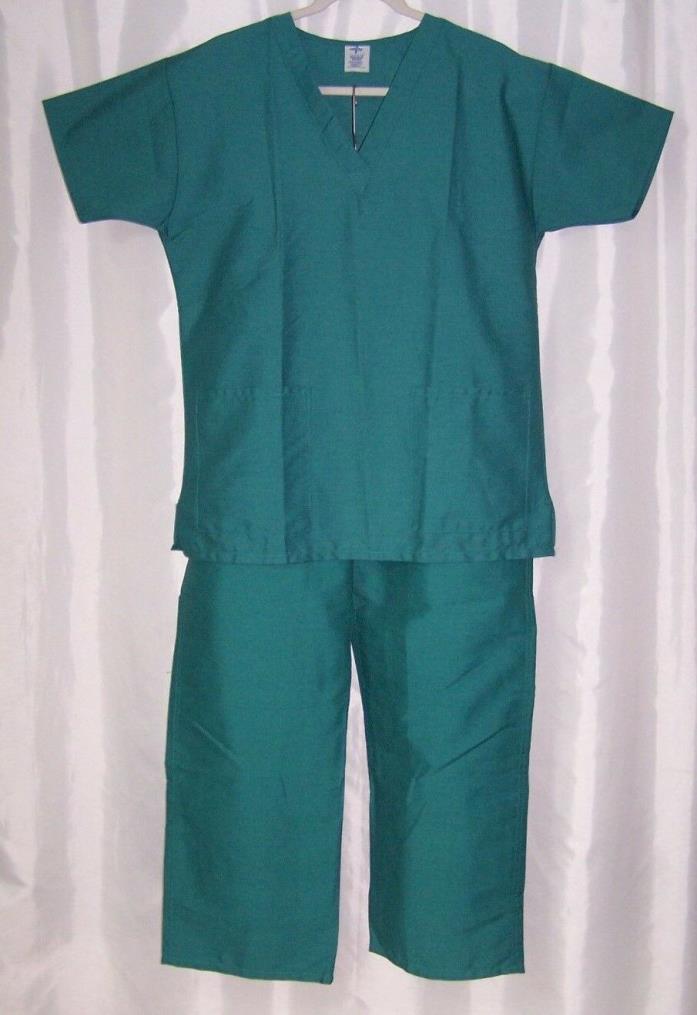 Medline Comfort Ease Women's Green Medical Scrubs Top & Bottom Set Size M