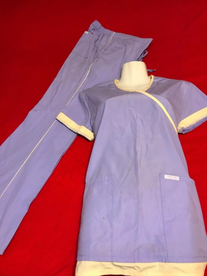 WOMENS PANTS SZ XS BLOUSE SZ SML CHEROKEE WORKWEAR SCRUBS GRAPE V-NECK
