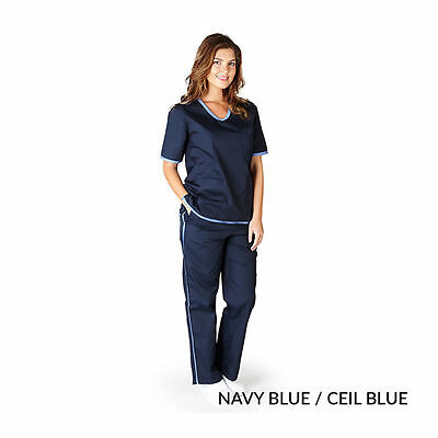 Medical Assistant Nursing CNA Womens Natural Uniform Blue Scrubs XS