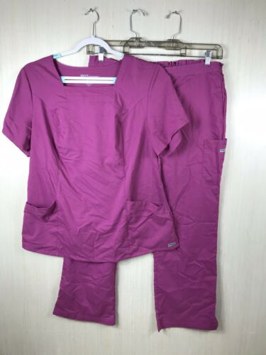 Greys anatomy scrub set 2XL top shirt & XL draw string pants Womens mulberry :)