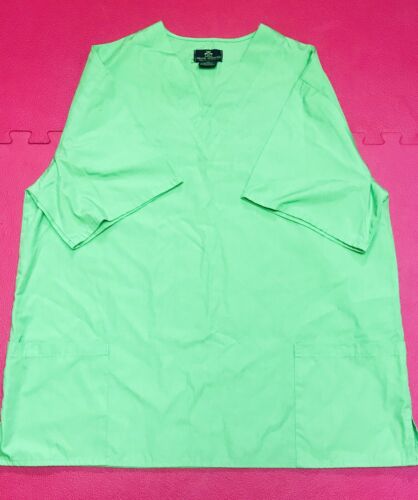 Natural Uniforms Scrub Set Top Pants V-Neck Pocket Lime Green Size M