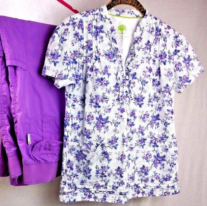 Healing Hands Peaches Size Small XS Womens Medical Uniform Scrub Set Top Pants