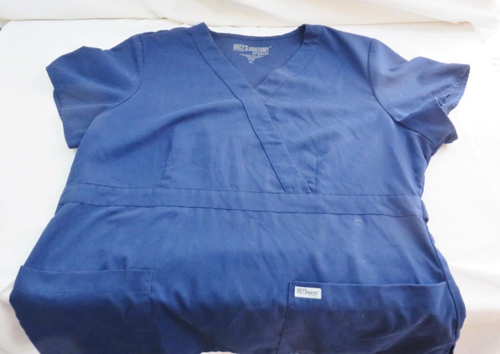 GREYS ANATOMY SCRUB TOP WOMENS SZ XL NAVY STYLE 4153