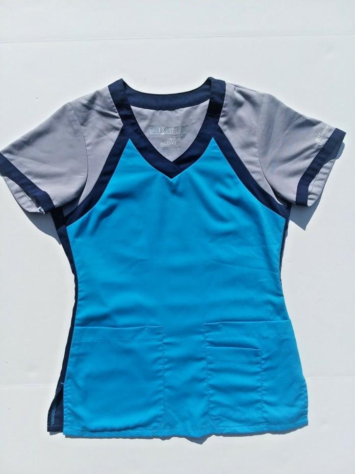 Grey's Anatomy Scrubs Top Shirt by Barco Size XXS Blue Grey ABC Active Stretch