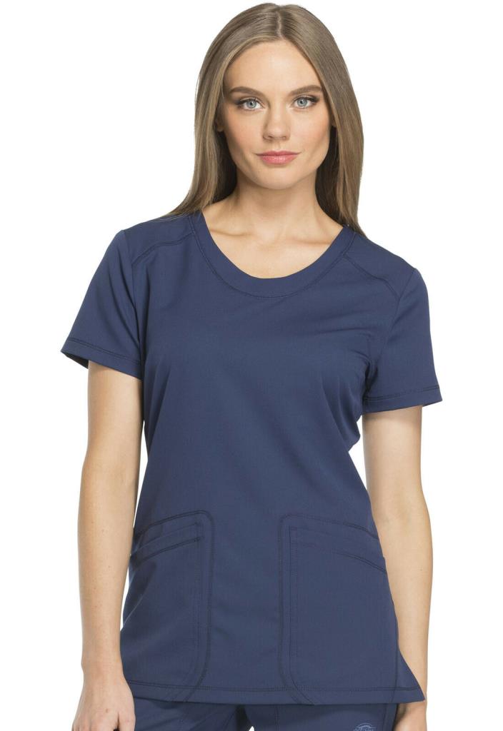 Dickies Medical Dynamix Collection Round Neck Scrub Top Super Stretch All Colors