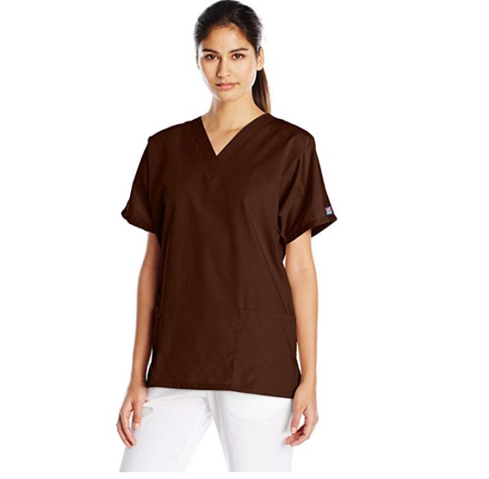 Cherokee Workwear V-Neck Womens Nurse Scrub Top. Style 4700 Brown Chocolate XL