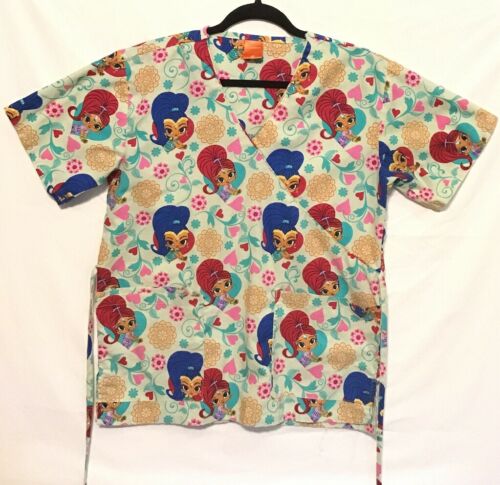 Shimmer and Shine Scrub Top M medium Womens Tie Back Nickelodeon Cartoon Genies