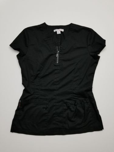 Koi Stretch Small Scrub Top EUC Pre-owned Black 2 pocket Nursing Uniform
