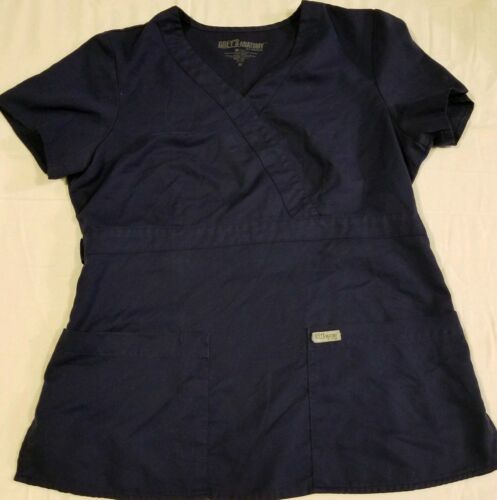 Greys Anatomy Scrubs Top Shirt Dark Blue By Barco Women's Size Medium Nursing