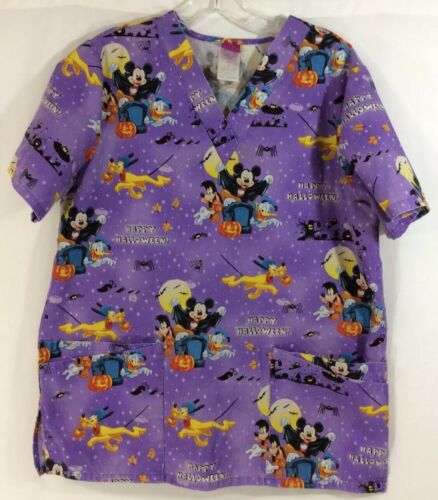 The Wonderful World of Disney (HAPPY HALLOWEEN!)Scrub Top Mickey Mouse & Gang S