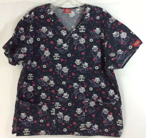 Dickies Scrub Top (Owl you need is love) Multicolor Pit to pit 22