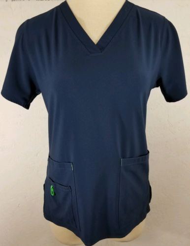 Carhartt Womens Small Scrub Tops Cross-Flex Stretch V-Neck Royal Blue Navy NWOT